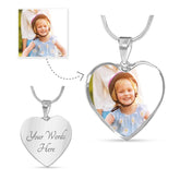 Custom Personalized Photo Heart Necklace With Engraving